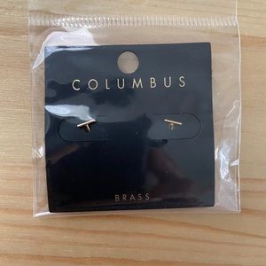 Thin gold bar stud earrings